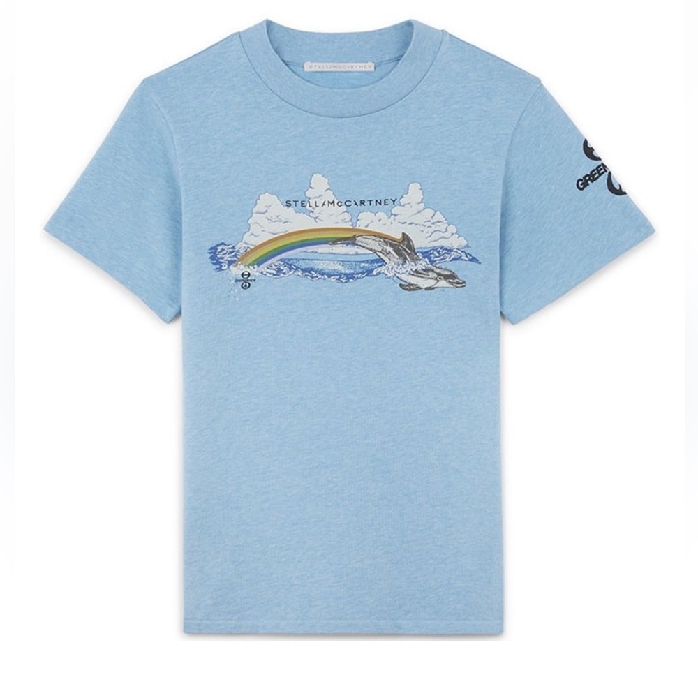 NWT💕Stella McCartney Green Peace Rainbow Dolphin Tee